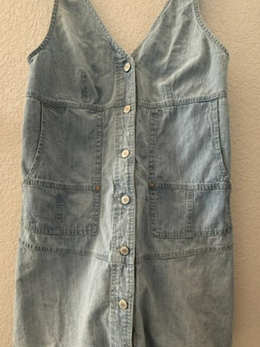 We The Free Chambray Denim Button Front Mini Dress (Medium)